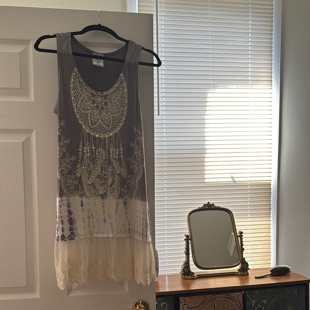 Dreamcatcher Tank Dress with Lace Detail